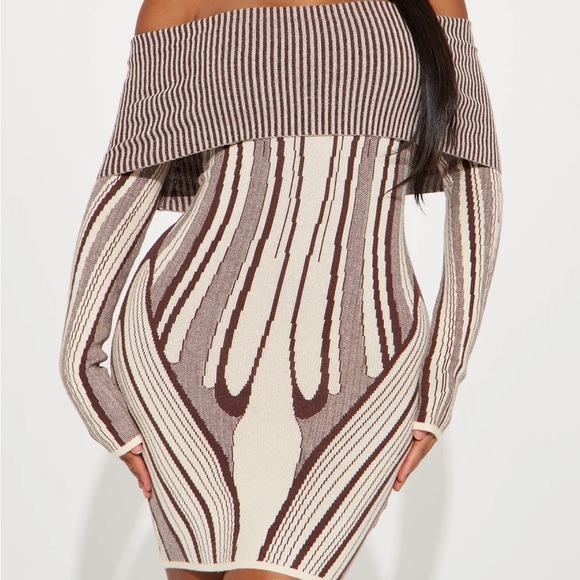 Off the Shoulder Long Sleeve Sweater Mini Dress - Picture 5 of 5